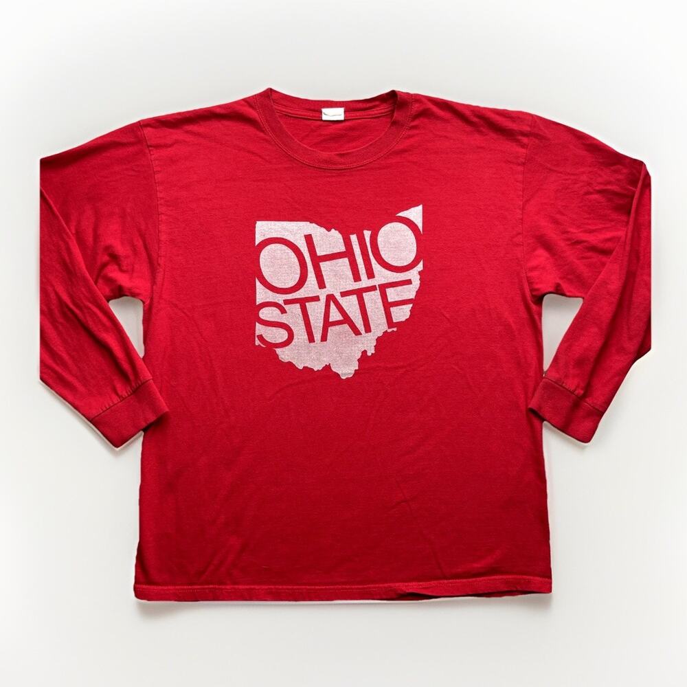 Vintage Keya Ohio State Shirt Mens XL Red Long Sleeve Made In USA Crew Neck 90s